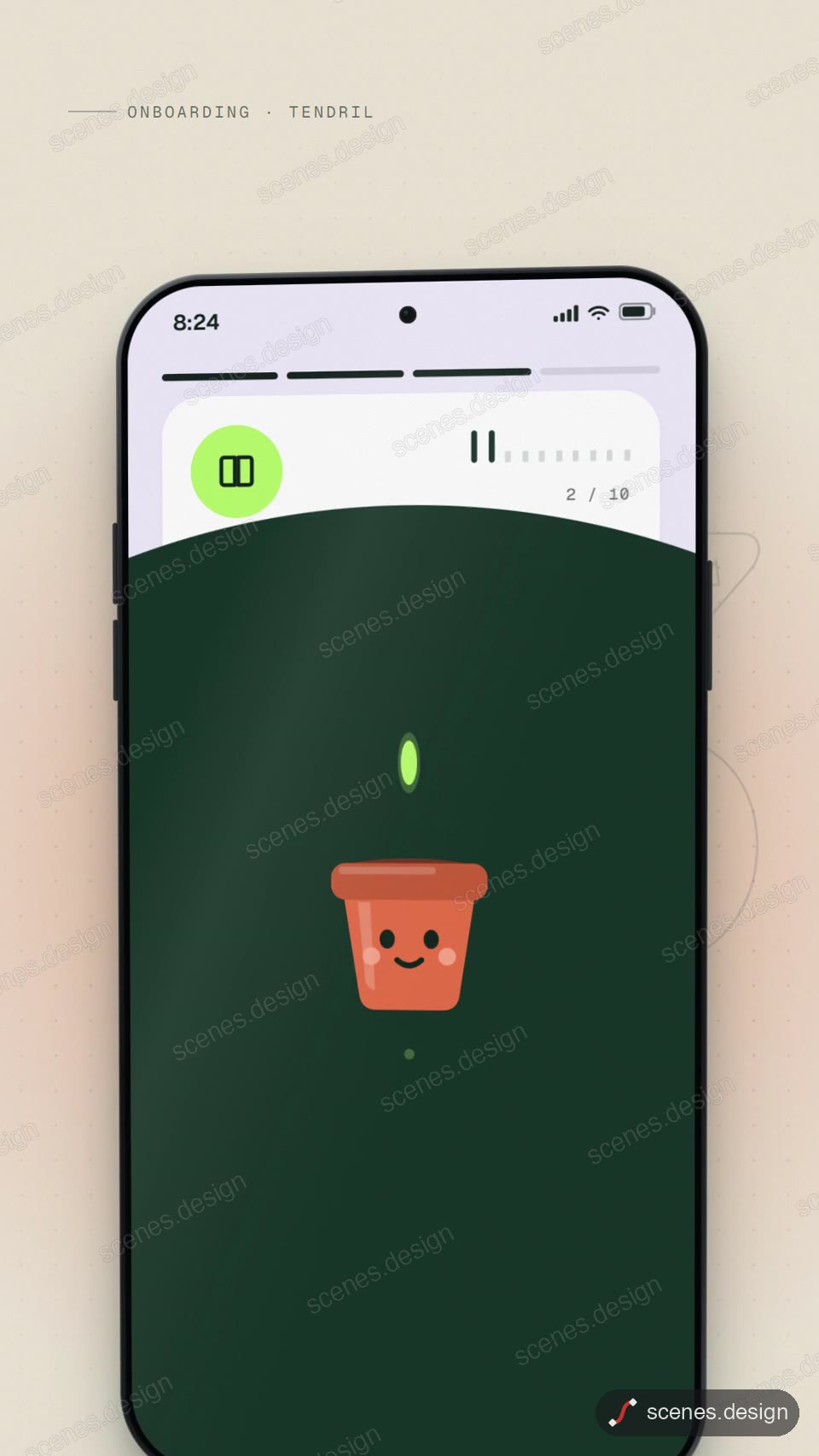 App onboarding flow: app ui motion scene