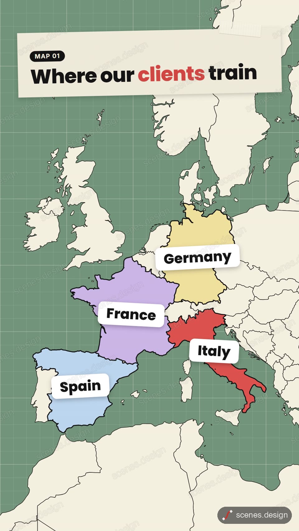 Map with big labels: maps motion scene