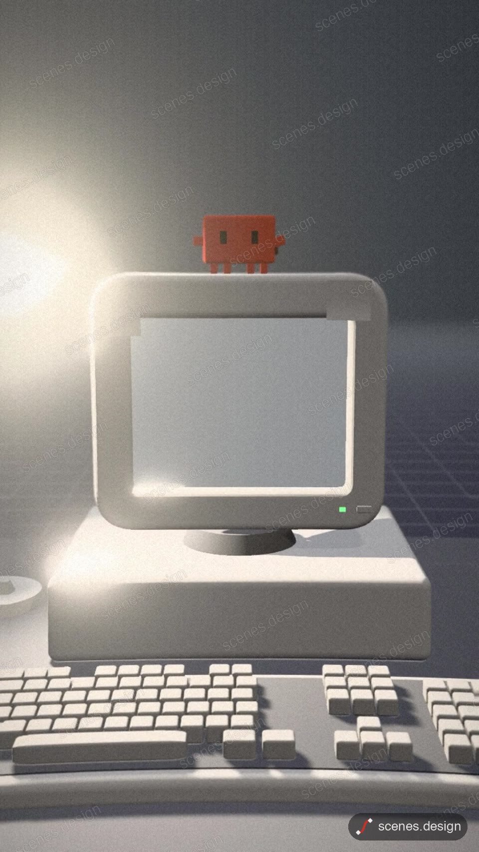 Retro PC clay-to-colour reveal: 3d retro computer animation