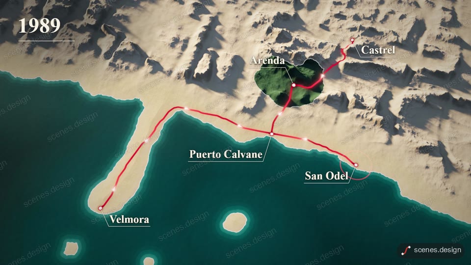 Relief map route network: relief map animation