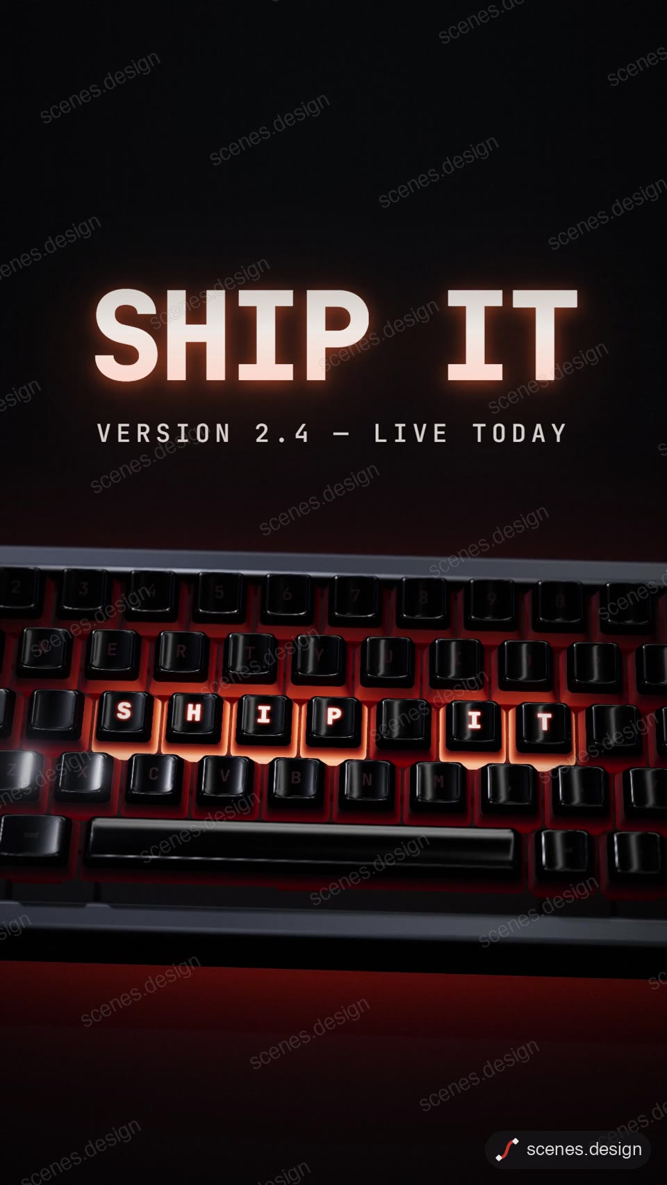 Keyboard types your headline: 3d motion scene